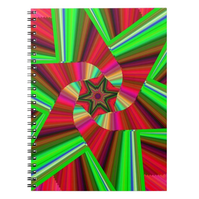 Kaleidoskop Star Art Red Green Notizblock (Vorderseite)