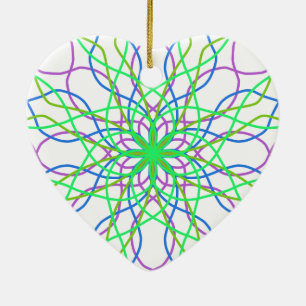 Kaleidoskop-Star, Lila Kunst in Weiß Grün, Blau Keramik Ornament