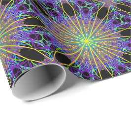 Kaleidoskop-Star, Lila orange grüne Kunst Geschenkpapier