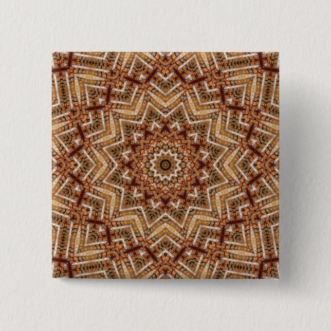 Kaleidoskop-Stern-Mandala-Bernstein-Muster Button (Vorderseite)