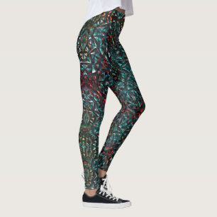 Kaleidoskop-Stil alten Metall Chrom blau grün bis Leggings