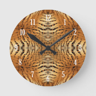 Kaleidoskop Tiger Fur Muster Runde Wanduhr