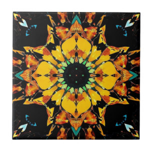 Kaleidoskop-Träume: Eine Abstrakte Sonnenblume Fliese