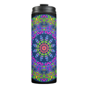 Kaleidoskop Uhr Mandala II + Ihre Ideen Thermosbecher
