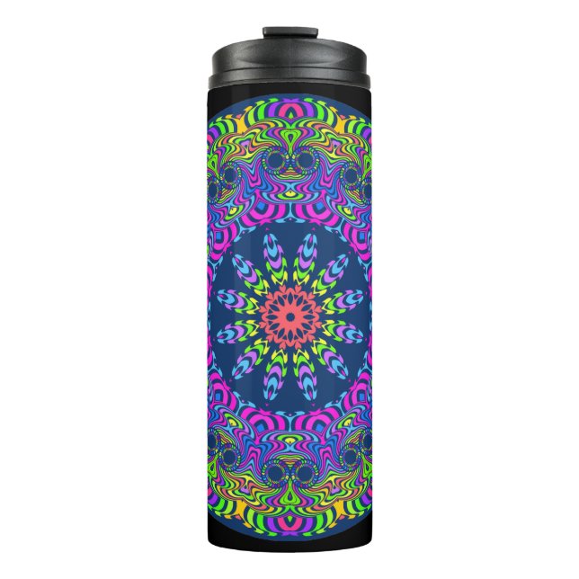 Kaleidoskop Uhr Mandala II + Ihre Ideen Thermosbecher (Vorderseite)