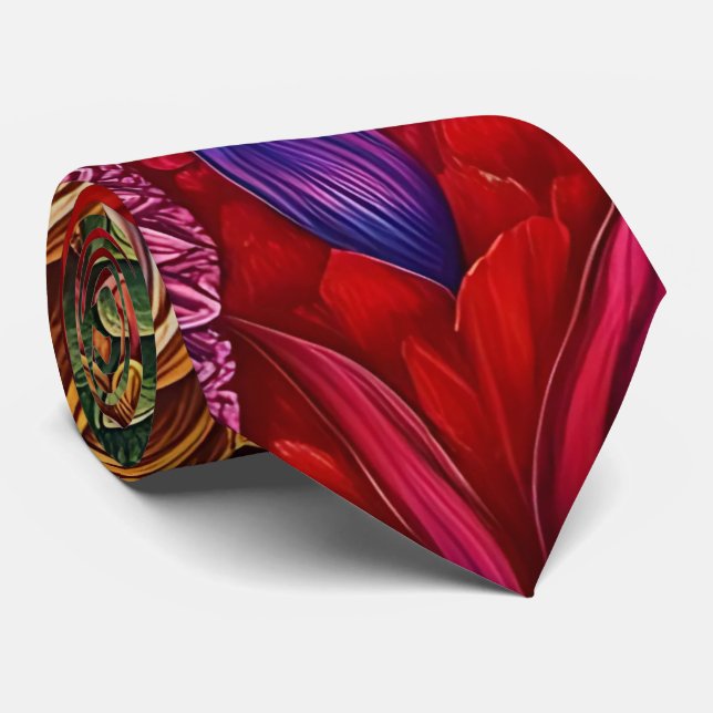 Kaleidoskop von Farben Floral Neck Tie Krawatte (Gerollt)