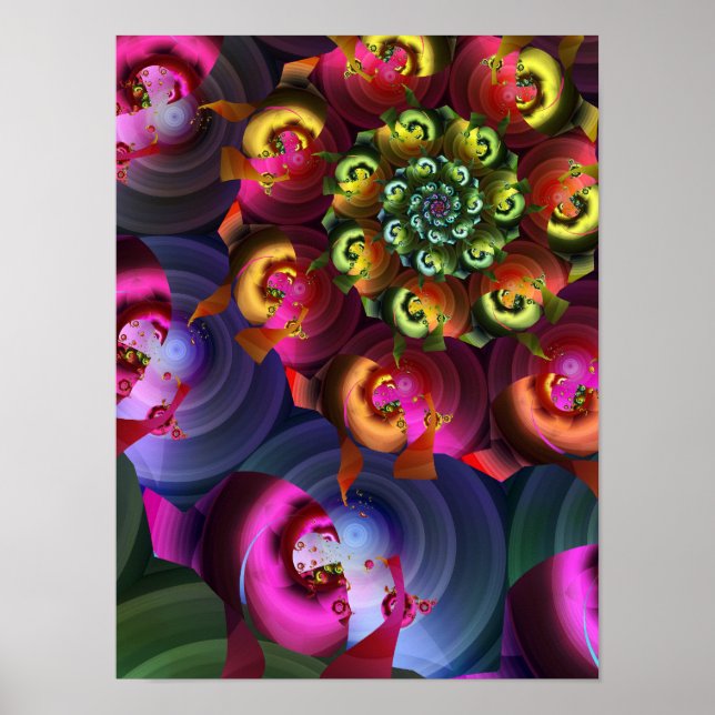 Kaleidoskop von Fraktal Spirals Poster (Vorne)