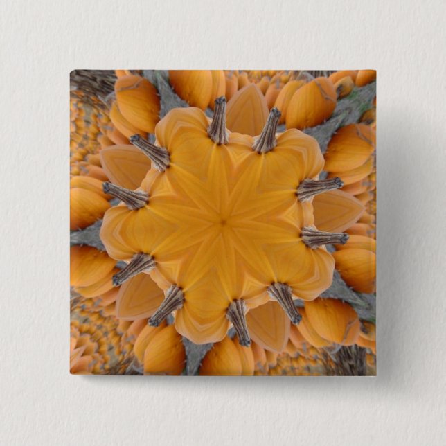 Kaleidoskop von Orange Pumpkins Button (Vorderseite)
