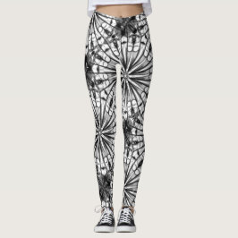 KALEIDOSKOPE SCHWARZ-WEISSES RADIALES WIEDERHOLUNG LEGGINGS