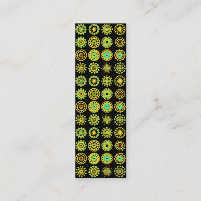 Kaleidoskopisch 110714 - 16 Mandalas - auf schwarz Mini Visitenkarte (Vorderseite)