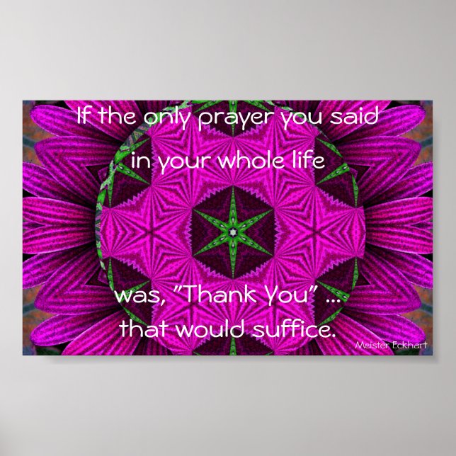 Kaleidoskopisch Mandala "Danke" Poster (Vorne)