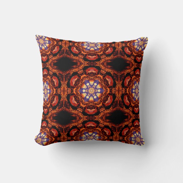 Kaleidoskopisch rostfarben kissen (Vorderseite)