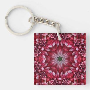 Kaleidoskopische Crimson Dahlia Schlüsselanhänger
