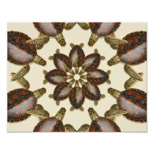 Kaleidoskopische grüne Schildkröte 14" x 11", Prin Fotodruck
