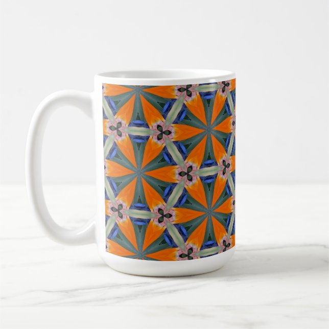 Kaleidoskopischer Bird des Paradieses Kaffeetasse (Links)