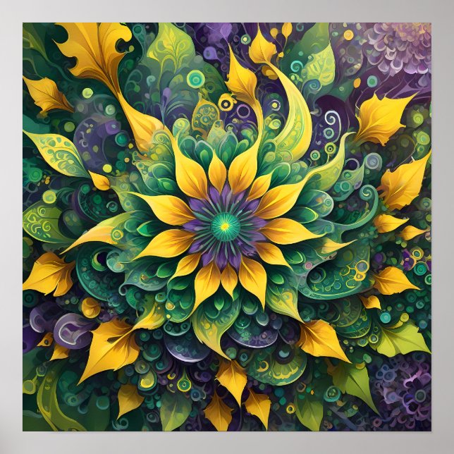 Kaleidoskopischer Burst - Abstrakte Kunstexplosion Poster (Vorne)