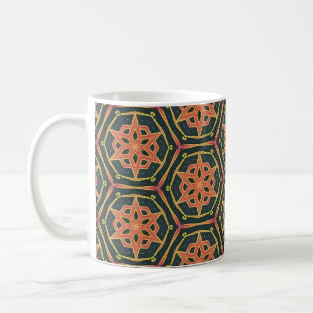 Kaleidoskopisches Croton Leaf - "Facet" Kaffeetasse (Links)