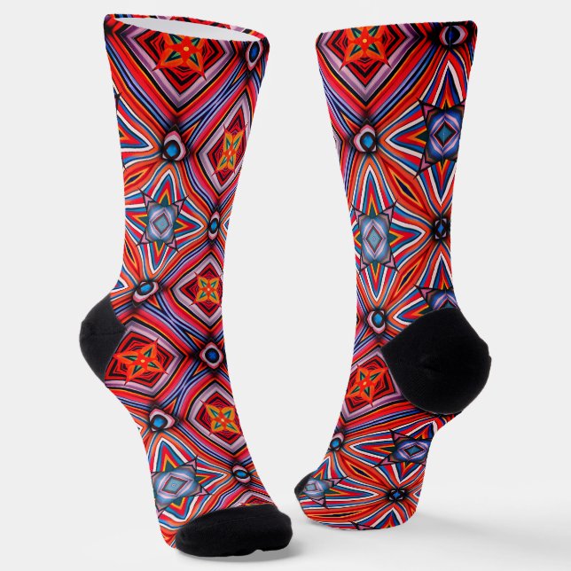 Kaleidoskopisches Design in warmer Farbgebung Socken (Gewinkelt)