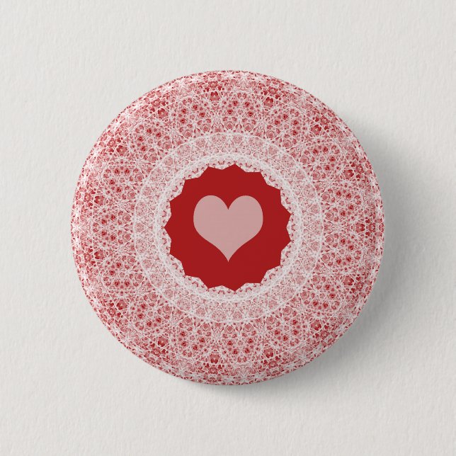 Kaleidoskopisches Lacy Valentine-Button Button (Vorderseite)