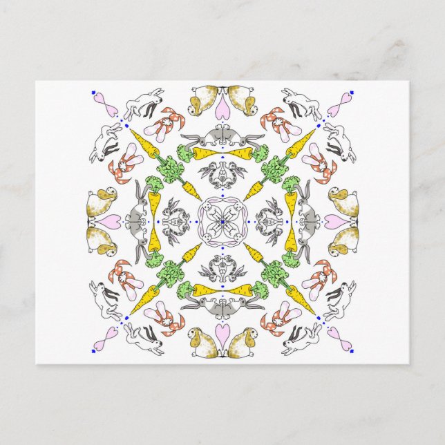 Kaleidoskopkaninchen Postkarte (Vorderseite)