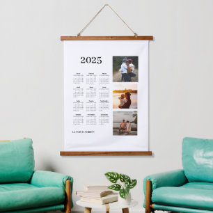 Kalendario fotográfico 2025 wandteppich mit holzrahmen