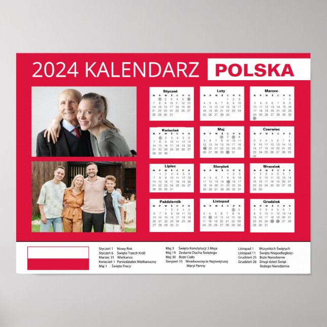 Kalendarz z własnymi zdjęciami 2024 | Polen Poster (Vorne)