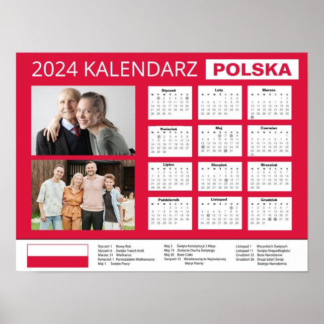 Kalendarz z własnymi zdjęciami 2024 | Polen Poster (Vorne)