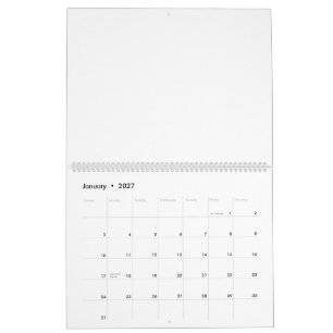 Kalender 11" x 14,25" Zwei-Seiten Groß Weiß