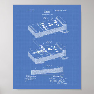 Kalender 1901 Patent Kunst Blaupause Poster
