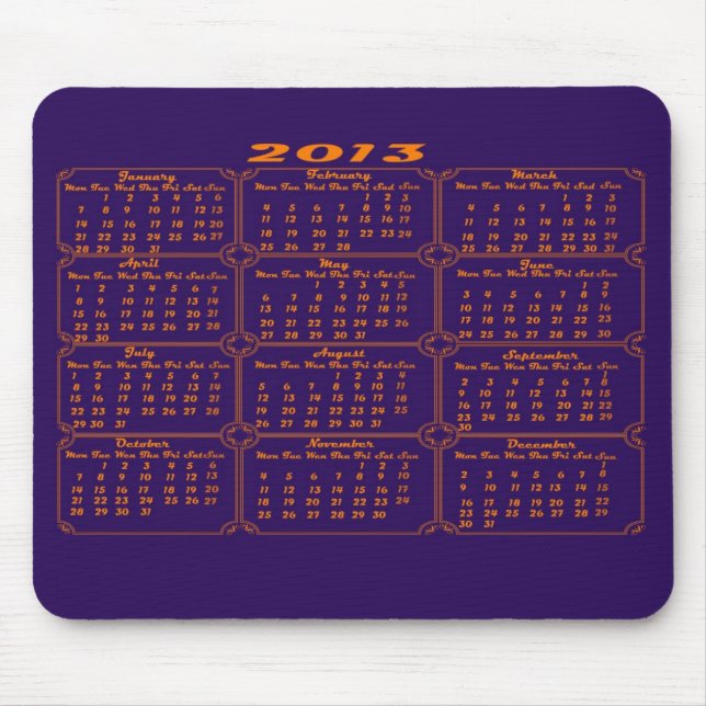 Kalender 2013 lila mousepad (Vorne)