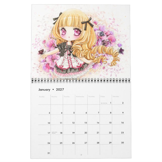 Kalender 2013 - Schöne Anime chibi Illustration (Jan 2027)