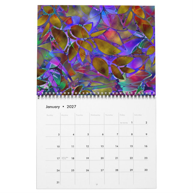 Kalender 2014 Abstraktes Hartglas (Jan 2027)