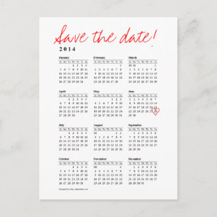 Kalender 2014 Save the Date Postkarte