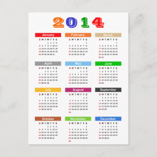 Kalender 2014 - Standard-Thema mit mehreren Farben Postkarte
