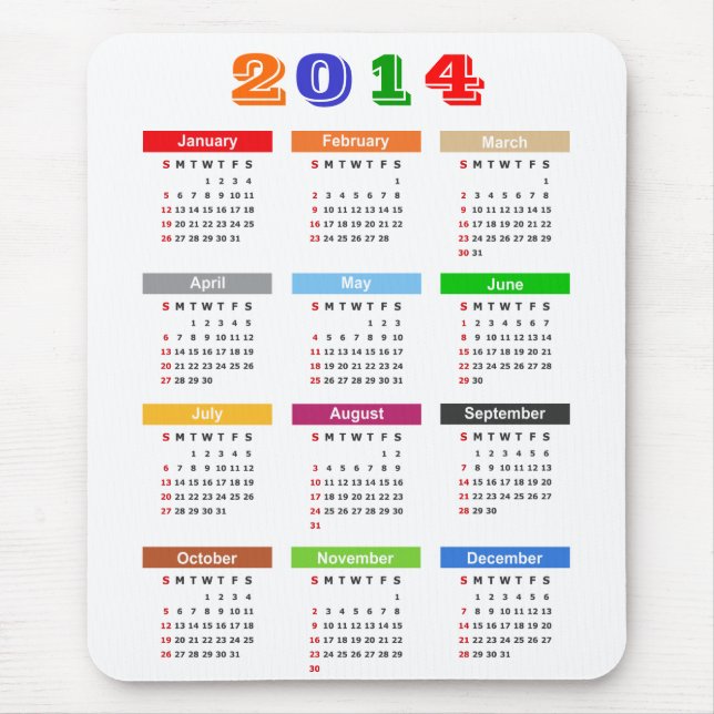 Kalender 2014 - Standardmehrfachverbindungsstelle Mousepad (Vorne)
