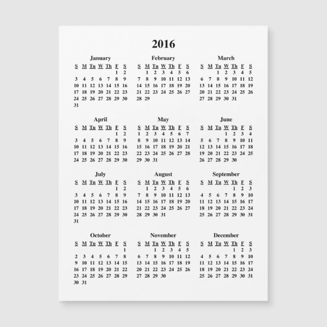 Kalender 2016 magnetkarte (Vorderseite)