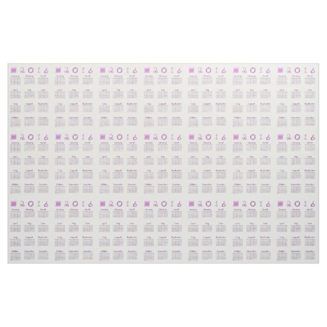 Kalender 2016 zu FABRIC mit Schriftart Stoff (Yard (91,4 cm))