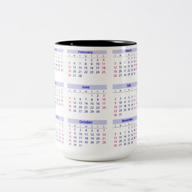 Kalender 2017 zweifarbige tasse (Mittel)
