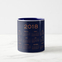 Kalender 2018 Blaue Navy Minimal Kupfer Rose Gold