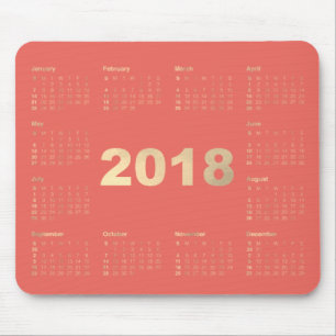 Kalender 2018 Coral Imitats Gold Metallic Minimal Mousepad