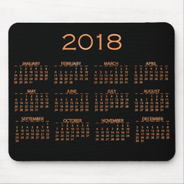 Kalender 2018 Metallic Black Copper Rose Gold Mousepad