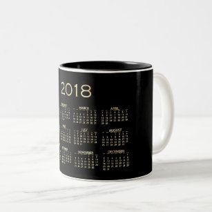 Kalender 2018 Minimal Sepia Gold Schwarz-weiß Zweifarbige Tasse