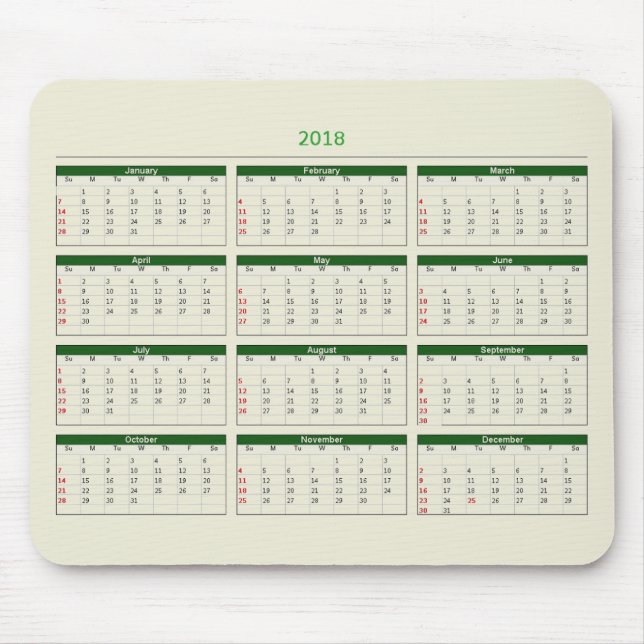 Kalender 2018 mousepad (Vorne)