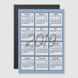 Kalender 2019 - Blaue und weiße Streifen Magneteinladung