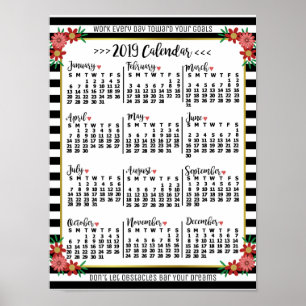 Kalender 2019 - Blumenmuster   Benutzerdefinierter Poster