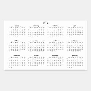 Kalender 2019 rechteckiger aufkleber