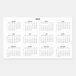 Kalender 2019 rechteckiger aufkleber