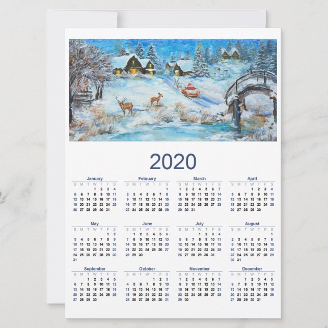 Kalender 2020 feiertagskarte (Vorderseite)