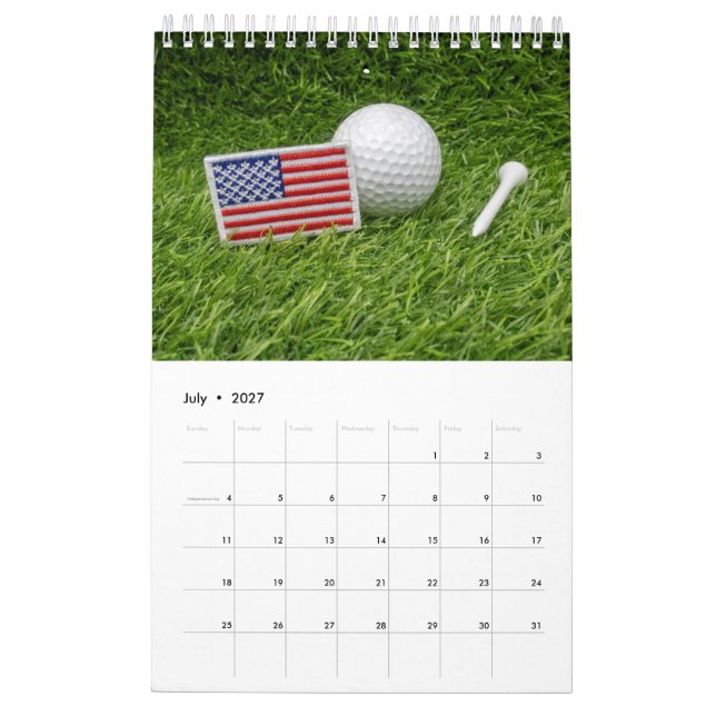 Kalender 2020 für Golfer mit Golfball auf Grün (Jul 2027)