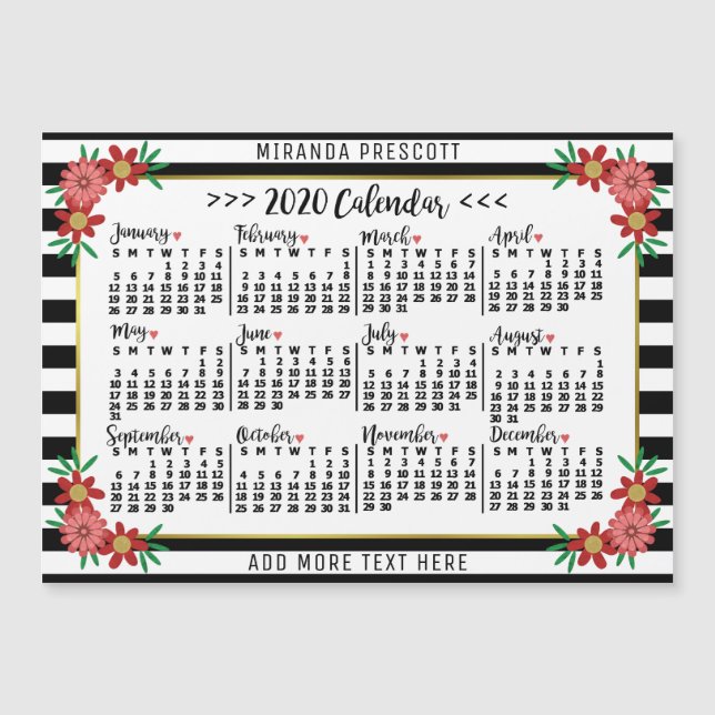 Kalender 2020 (Siehe Beschreibung der neuen Versio Magnetkarte (Vorderseite)